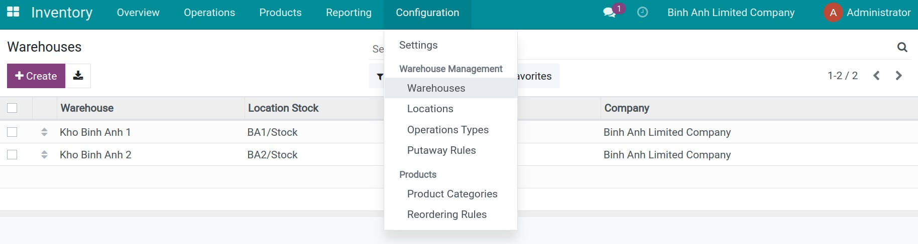 Set up multi-warehouses in Company B